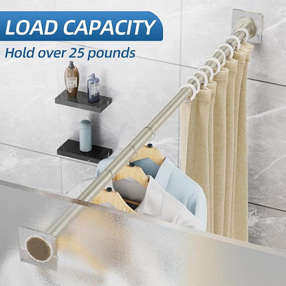 CorkLatta Nickel Shower Curtain Rod,1 Inch Diameter Stainless Steel Adjustable Spring Tension Rods 32 to 68",with Holders,Anti-Slip,Curtain Rods No Drilling(1 Pack)