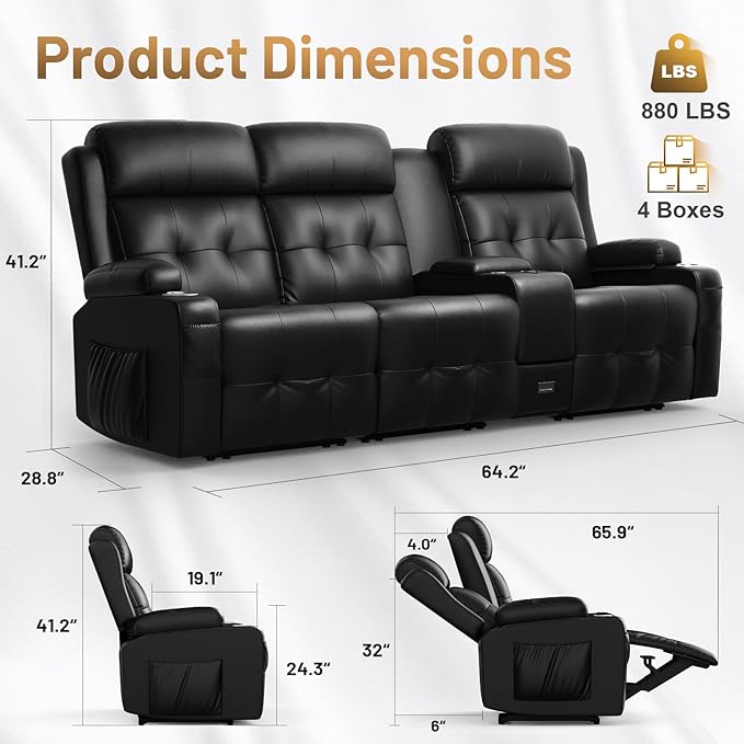 Recliner Sofa Set, Massage Home Theater Set