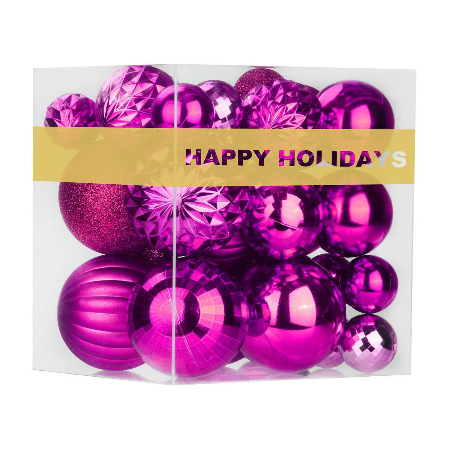 Fuchsia Christmas Ornaments - Christmas Tree Decorations Shatterproof Hanging Balls for Birthday Wedding Holiday Decor Set of 36pcs, Multi-Sizes(1.6",2.5",3.2")