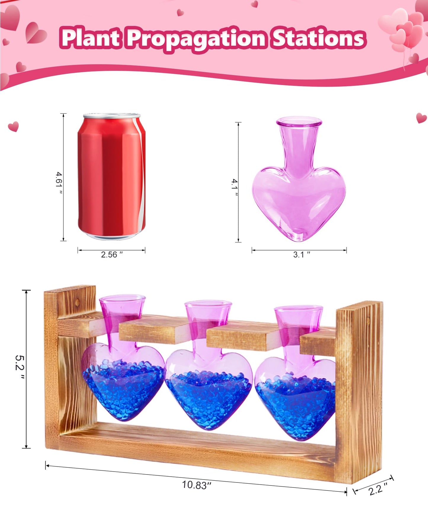 Nacome Plant Terrarium Propagation Stations: Mothers Day Gifts for Mom Plant Lovers Women Wife Daughter - 3 Bulb Glass Vase with Wooden Stand Tabletop for Hydroponics Home Garden Decor(Purple)