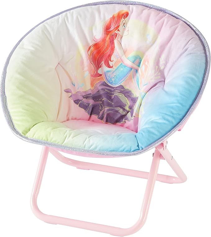 Disney Little Mermaid Toddler Saucer Chair, 19” Folding Kids Chair