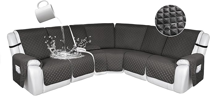 HDCAXKJ 100% Waterproof Reclining Sectional Couch Covers L Shape Recliner Sofa