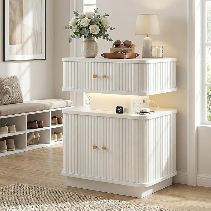 Night Stand Set 2, LED Nightstand, Bedroom Night Stand