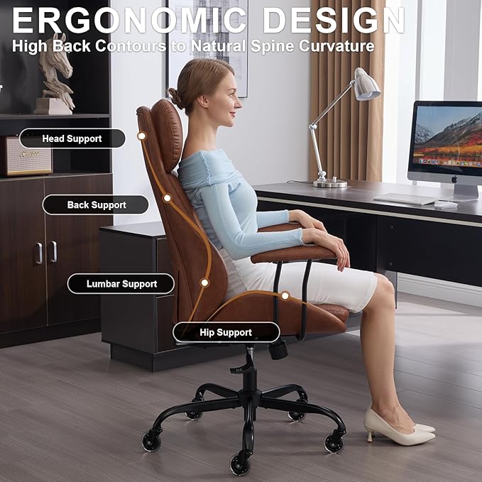E-Motie Office Chair, Leather Desk Chair