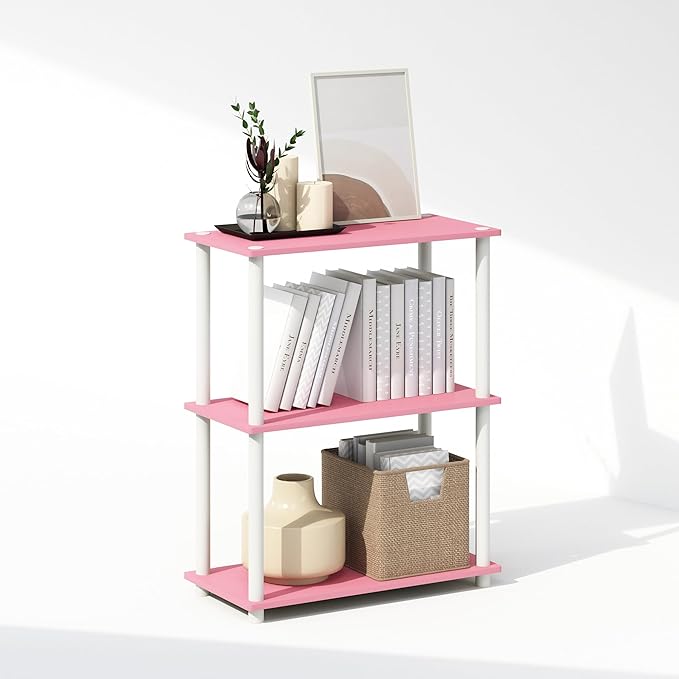 Furinno Turn-N-Tube Book Shelf, 3-Tier Bookshelf, Bookcase