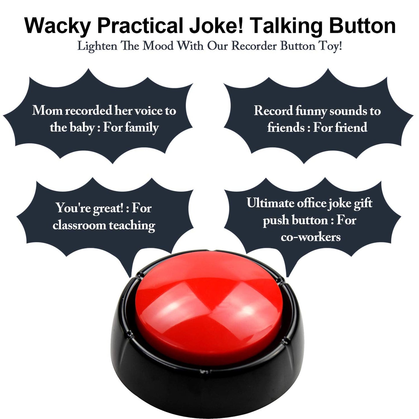 Record Talking Button Pet Button Easy Button Sound Button Recordable Button, 30 Seconds Dog Training BuzzerTalking Button Office Desk Gag Gift