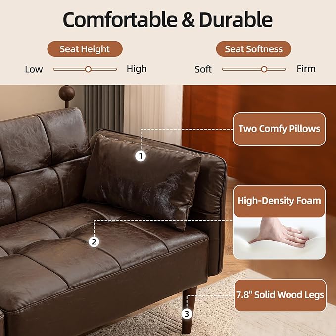 HALLYBEE 85” Futon Sofa Bed, Sleeper Sofa, Small Couch