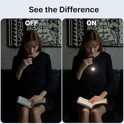 Clip-On Light for Clothes with Portable Case – Book Light, USB Rechargeable LED Lamp for Reading in Bed, Eye-Friendly 3 Color Modes, 3-Level Dimming