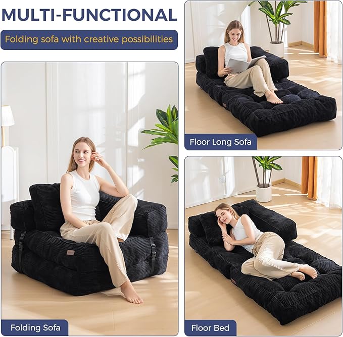 MAXYOYO Folding Sofa Bed, L-Shaped Convertible Sofa