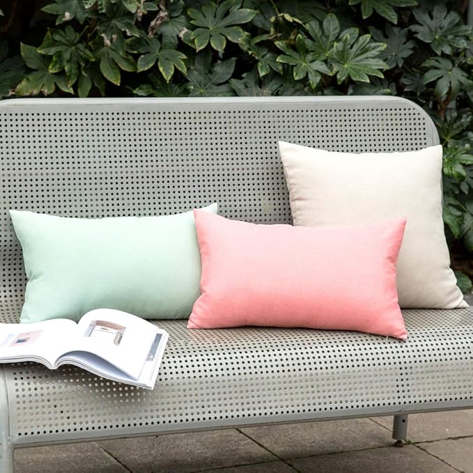 MIULEE Pack of 2 Decorative Outdoor Solid Waterproof Throw Pillow Covers Faux