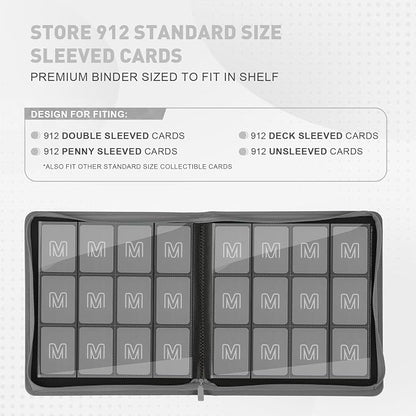 Premium Card Binder 12 Pocket for 720 Pockets Trading Card Binder, PU Zipper Card Collection Album, Sturdy Side-Loading Card Book Holder for MTG, TCG, Game Cards, Sports Cards