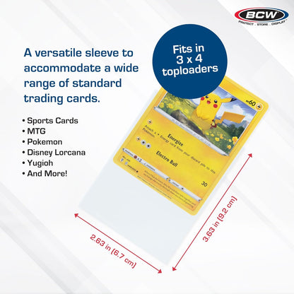 BCW Standard Card Sleeves - Penny Sleeves 2 5/8 x 3 5/8 | 1000 Clear Trading Card Sleeves | Card Protector Sleeves for Baseball, Sports & Trading Cards | 10 Packs of 100 Each