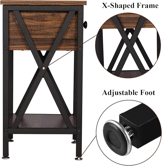 VECELO Nightstands Set of 2, Modern Bedside End Tables, Night Stands