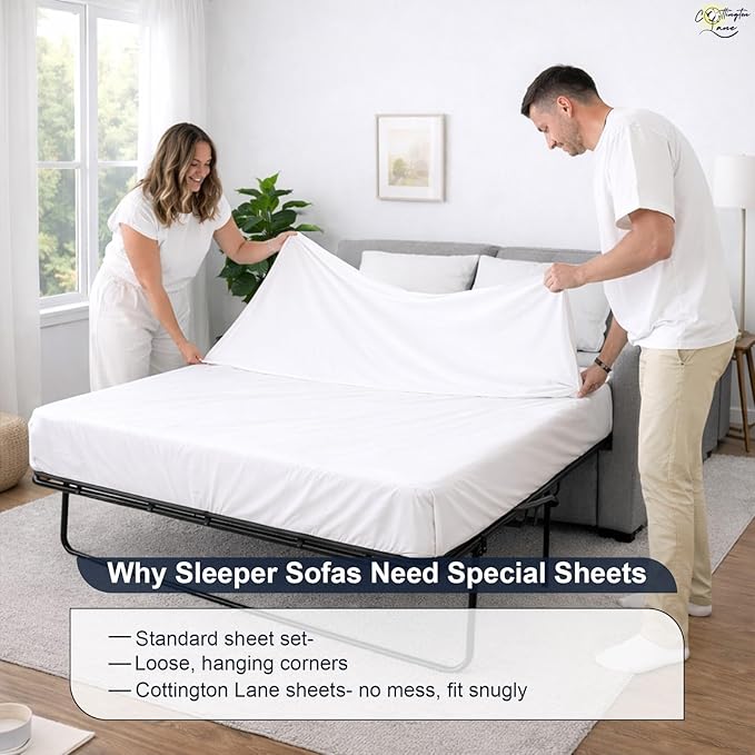 Cottington Lane Sleeper Sofa Sheets Full Size, 4 Piece Premium Quality 100%