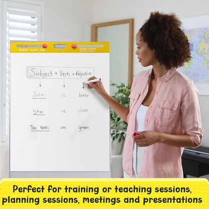 ReliThick 4 Pack Sticky Easel Pad, 25 x 30 In, White, 20 Sheets/Pad, Flip Chart Paper for Teachers, Large Sticky Chart Paper for Wall, Self Stick Easel Pad for Office School Classroom