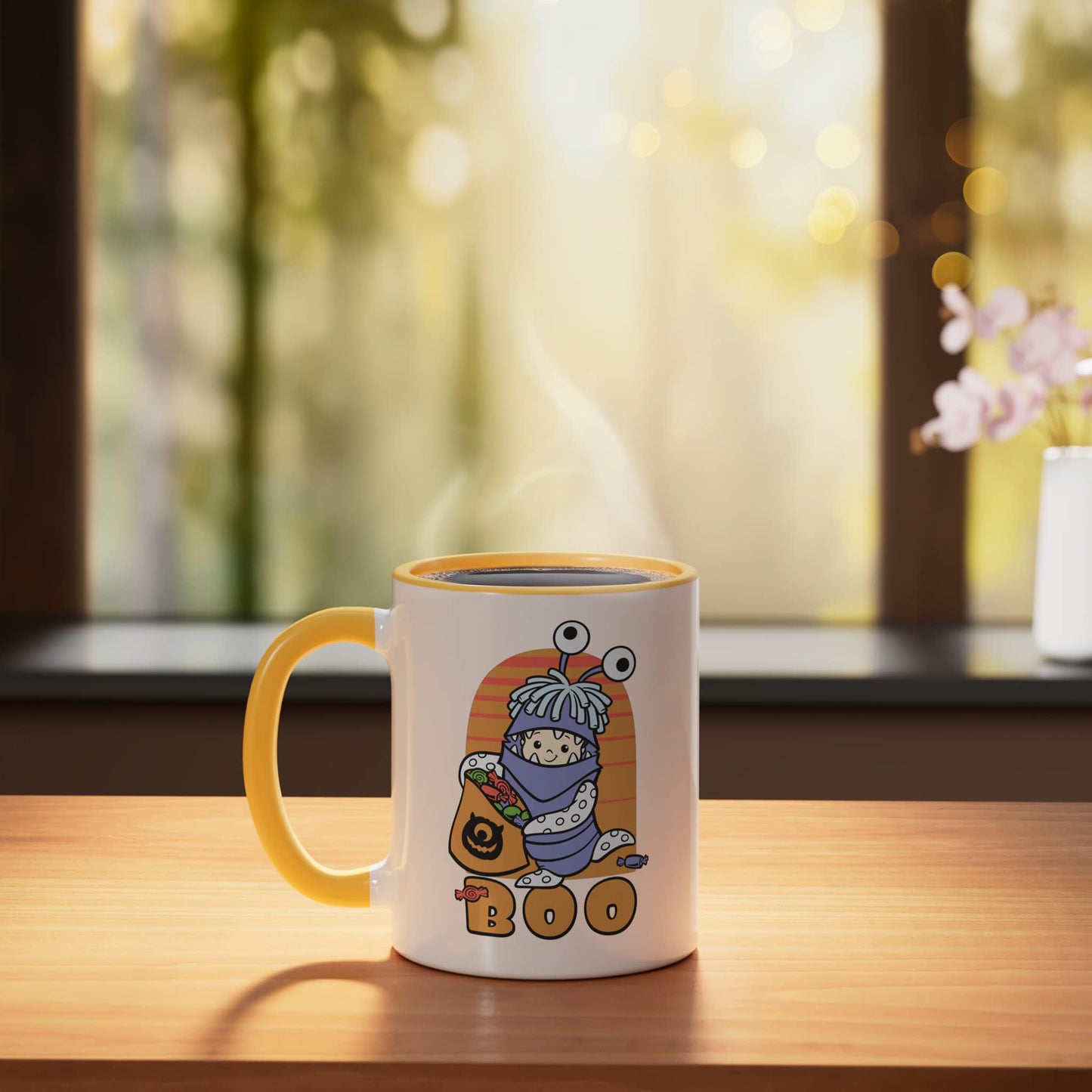 Disney Pixar Monster Inc Boo Halloween Ceramic Mug, Yellow/White
