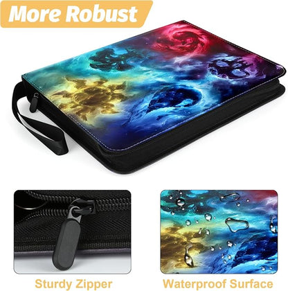 Trading Card Binder,9-Pocket Binder for Trading Cards Holds 720 Cards,Premium Collector Card Album for Standard Cards,Card Collection Folder for MTG,TCG,Yugioh,Game Cards (A-Colorful Patterns)