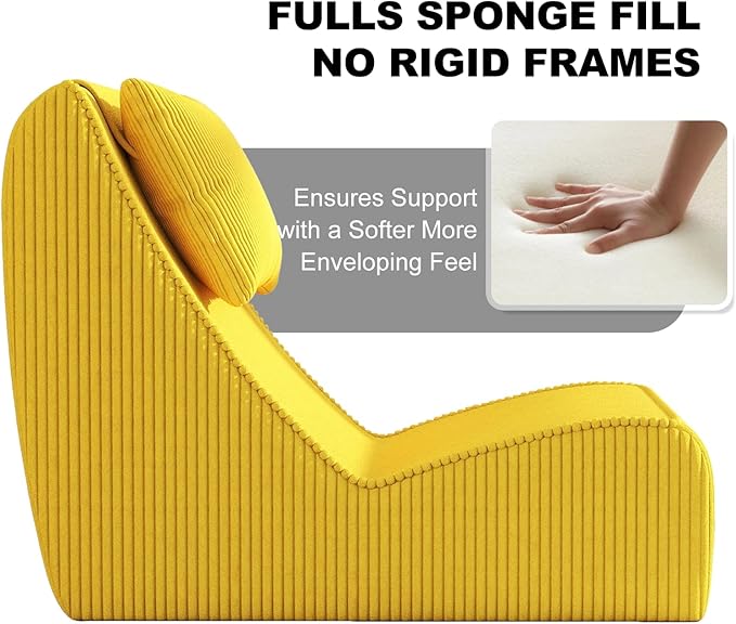Giant Bean Bag Chair for Adults, Corduroy Chaise Lounge