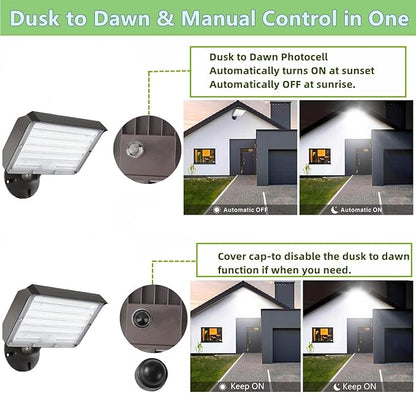 Dusk to Dawn Outdoor 100W LED Flood Light with Knuckle (Plate Included), 14000LM 1000W Equiv., 100-277V 5000K,ETL Commercial LED Floodlight Fixture, Outdoor Security Lighting for Landscape,Parking Lot