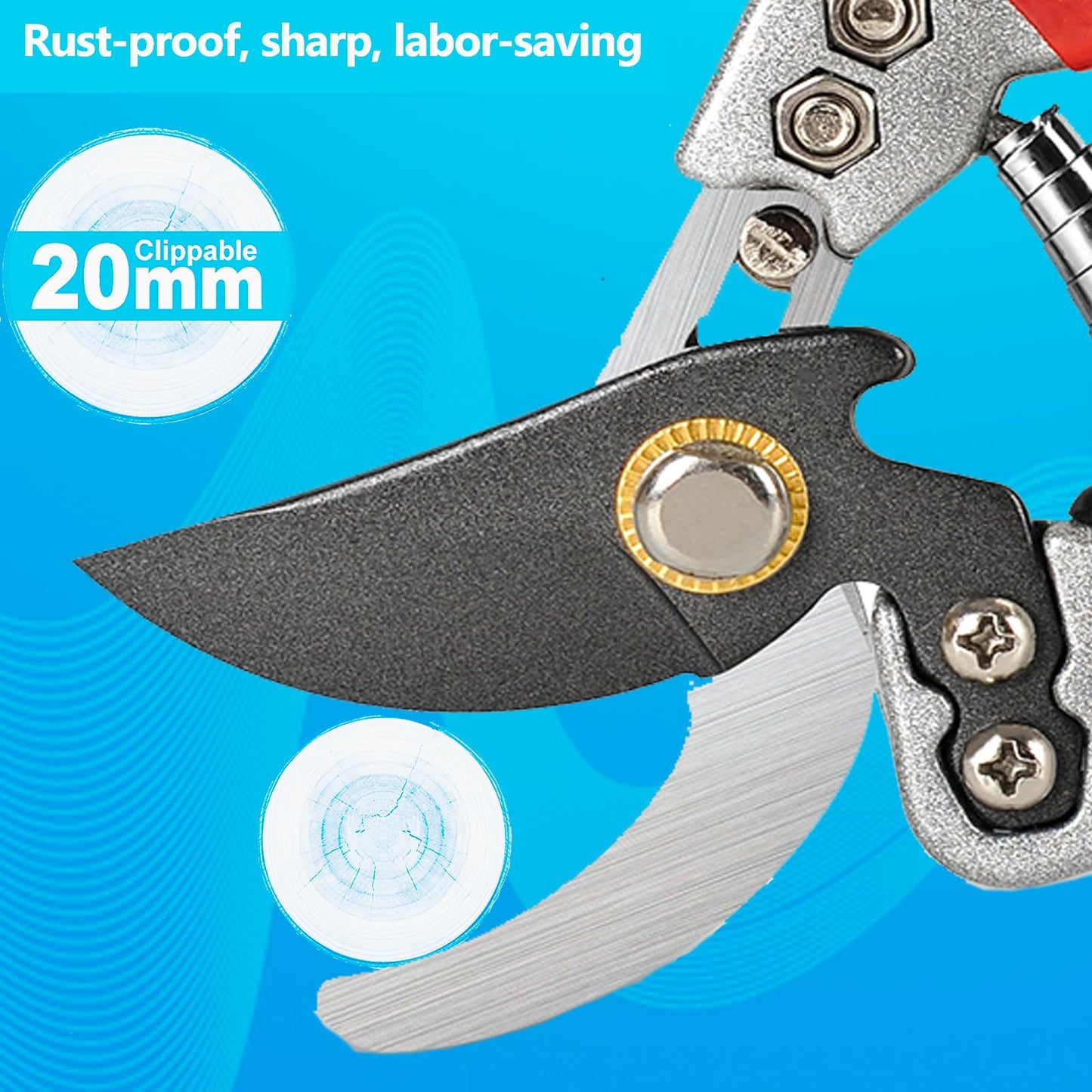 MEPEREZ Ultra Sharp Germany Titanium Steel Pruning Shears - Cuts 3X Easier, Weak Hand Arthritis Snips, Rust-Resistant, Effortlessly 1-Inch Cut Capacity Garden Scissors, Ergonomic Handle (gt-06, 1)