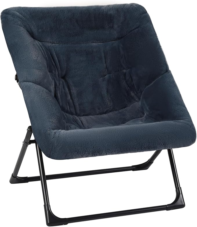 Comfy Saucer Chair for Adults, Soft Faux Fur Bedroom Chair, Accent Dorm Chairs