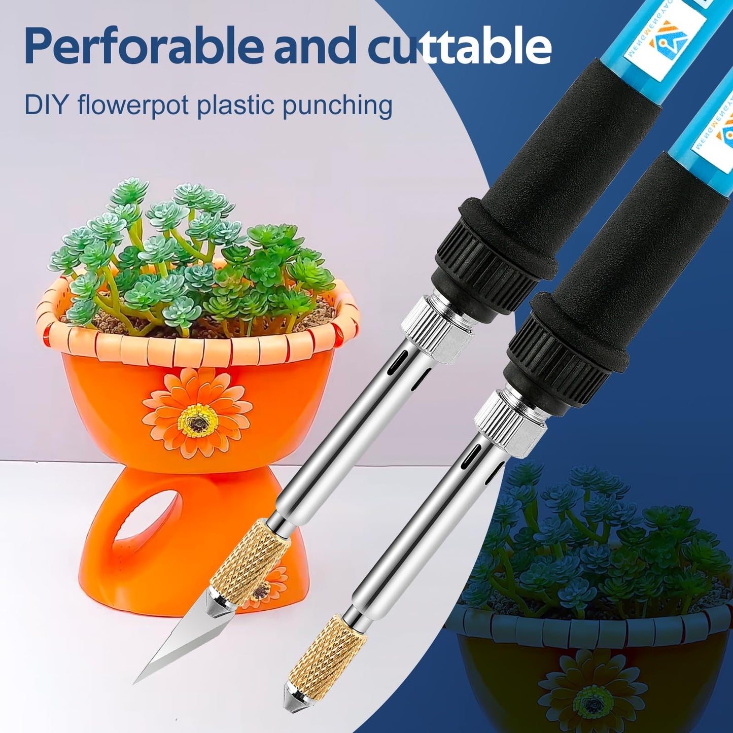 MENGMENGYAO Electric Hot Knife Plastic Cutter Hot Knife Foam Cutter Tool Plant Pot Perforator Hole Heat Knife for Manual Household Cutter Plastic Flowerpot DIY Hand Planting Tools