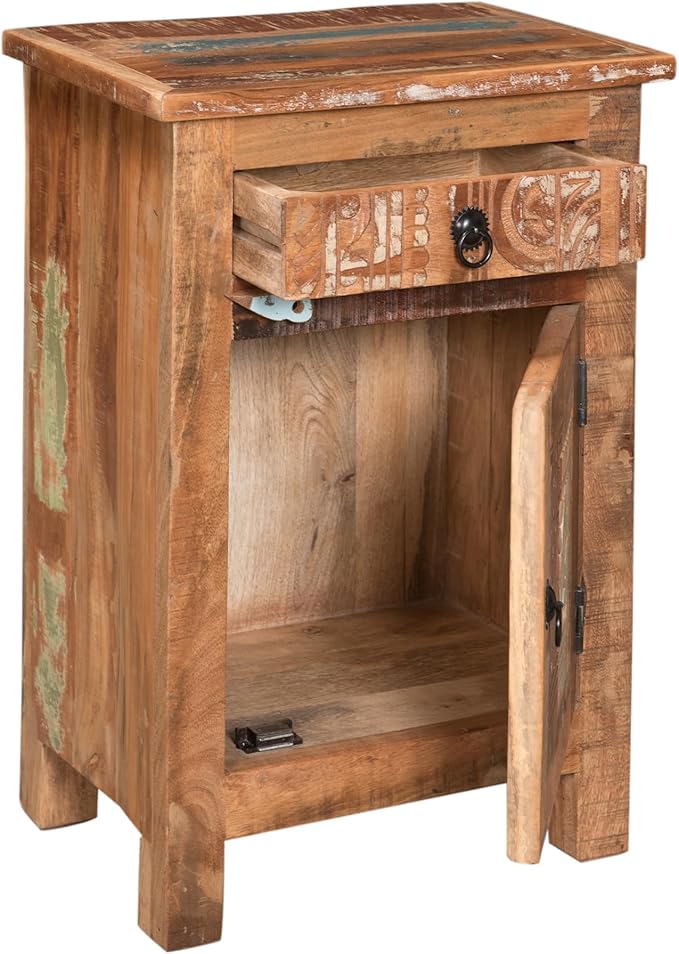 Traditional Carved Wood Side Table, Elegant Addition to Any Room, Made from