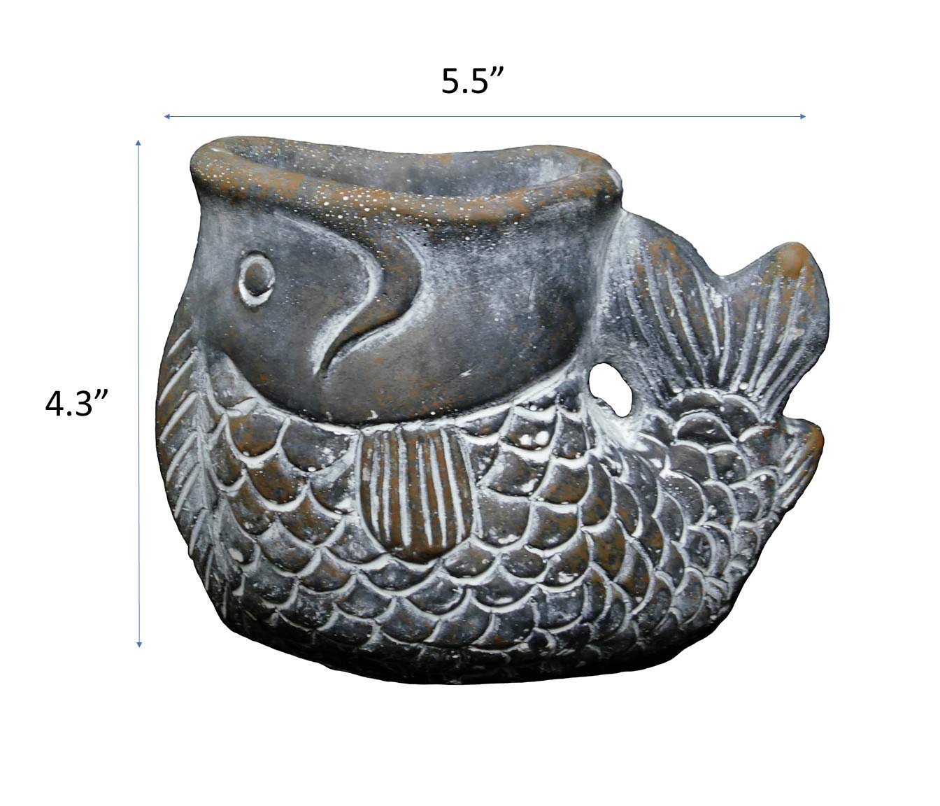 Classic Home and Garden Cement Buddies Animal Planter - Cute Desk Decoration - UV Coated Animal Vase w/Removable Drain Plug -Succulent Planter for Indoor/Outdoor Use (Largemouth Bass, Bronze, Small)