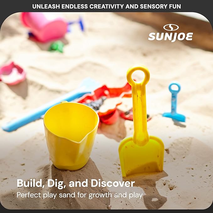 Sun Joe Silica Play Sand for Sandbox, Sensory Table & Garden Spaces, Ultra Fine, 20 Lb Bag - Indoor and Outdoor Natural Craft Accessory for Molding, Digging, Sculpting and Gardening, PLYSAND20