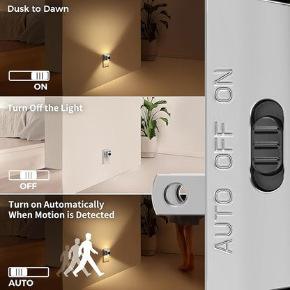 DORESshop LED Night Light[2 Pack], Silver Night Lights Plug into Wall, 3 Mode Plug in Night Light with Motion Sensor, Dusk to Dawn Sensor, Nightlights for Adults, Bedroom, Bathroom, Hallway