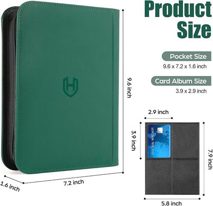 Card Binder 4 Pocket with Zipper, 288 Pockets Trading Card Holder Book, Premium PU Cover Zip Folder Binder, Side Loading Carrying Case Binder Album for TCG, MTG, Sports Cards, Game Cards