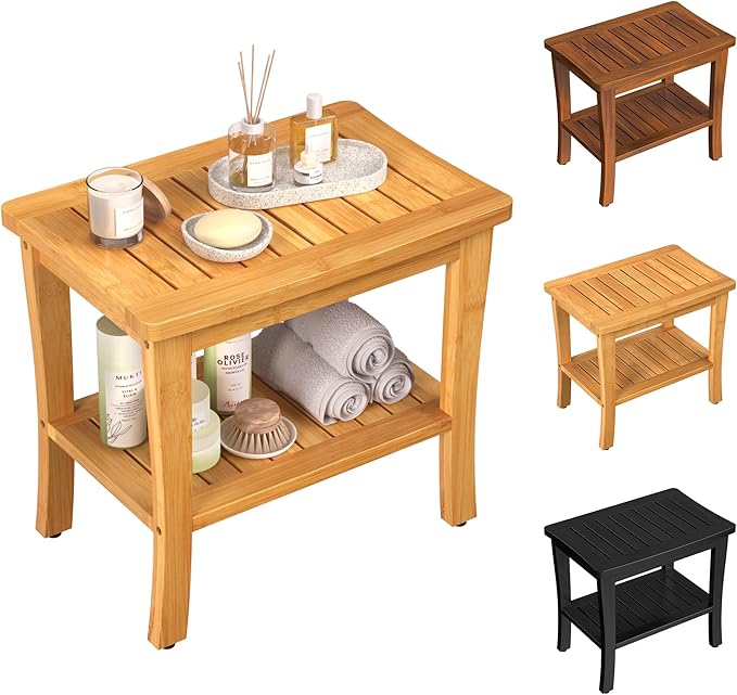 Large Bamboo Shower Bench Stool