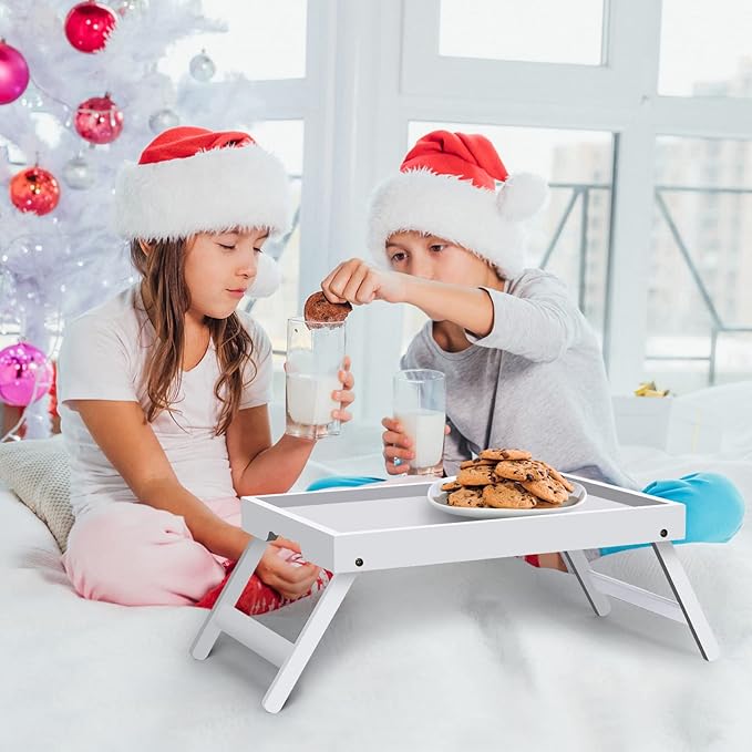 Artmeer Bed Tray Table with Folding Legs, Bamboo Breakfast in Bed