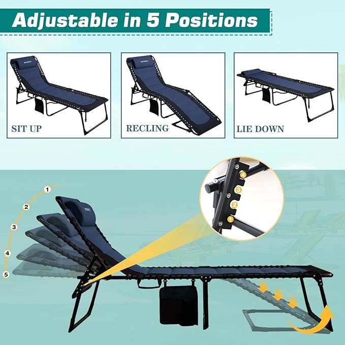 Outdoor Folding Lounge Chair Padded