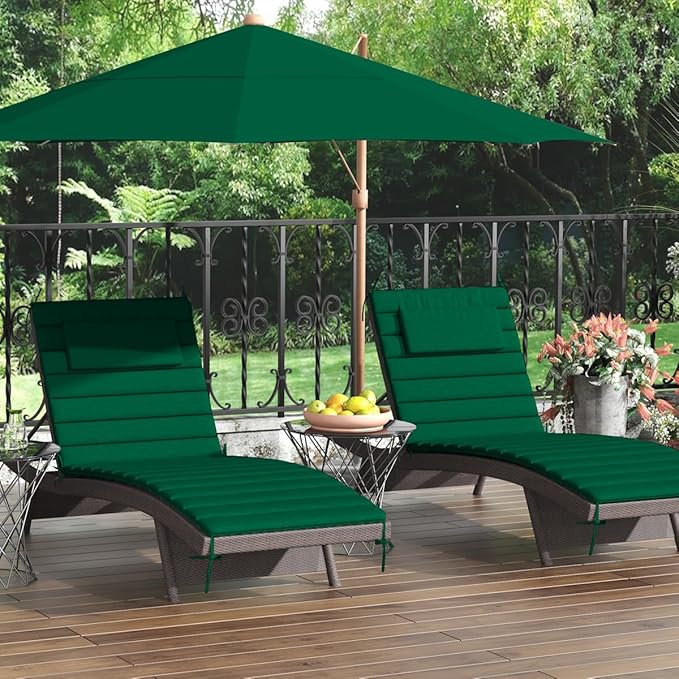 Sundale Outdoor Olefin Quilted Lounge Cushion Set of 2, Patio Foldable Chaise
