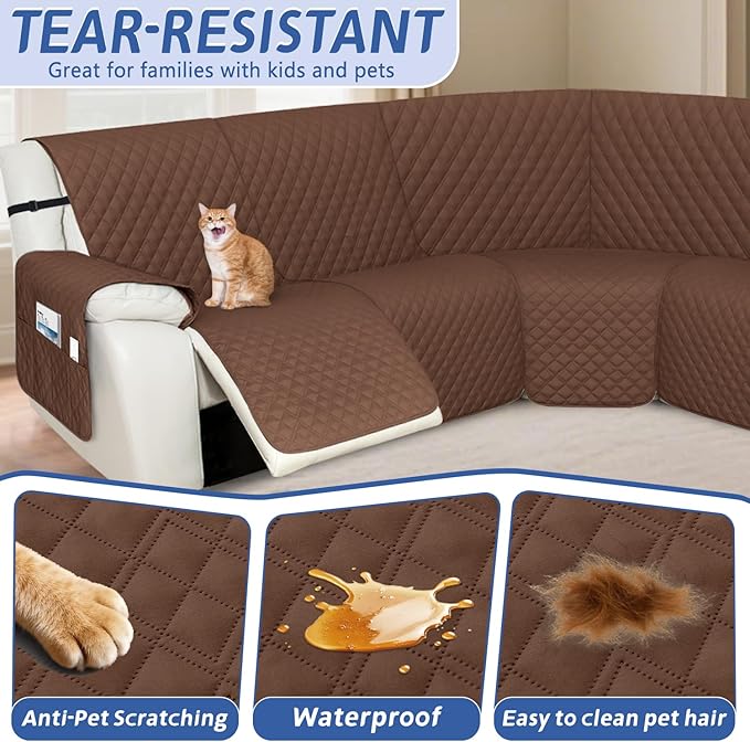 Arfntevss Recliner Sectional Couch Covers 1OO% Waterproof L Shape Sofa Cover