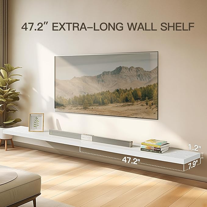 AMADA HOMEFURNISHING Floating Shelves Wall Mounted, 47 x 8 Inch Wall Shelves