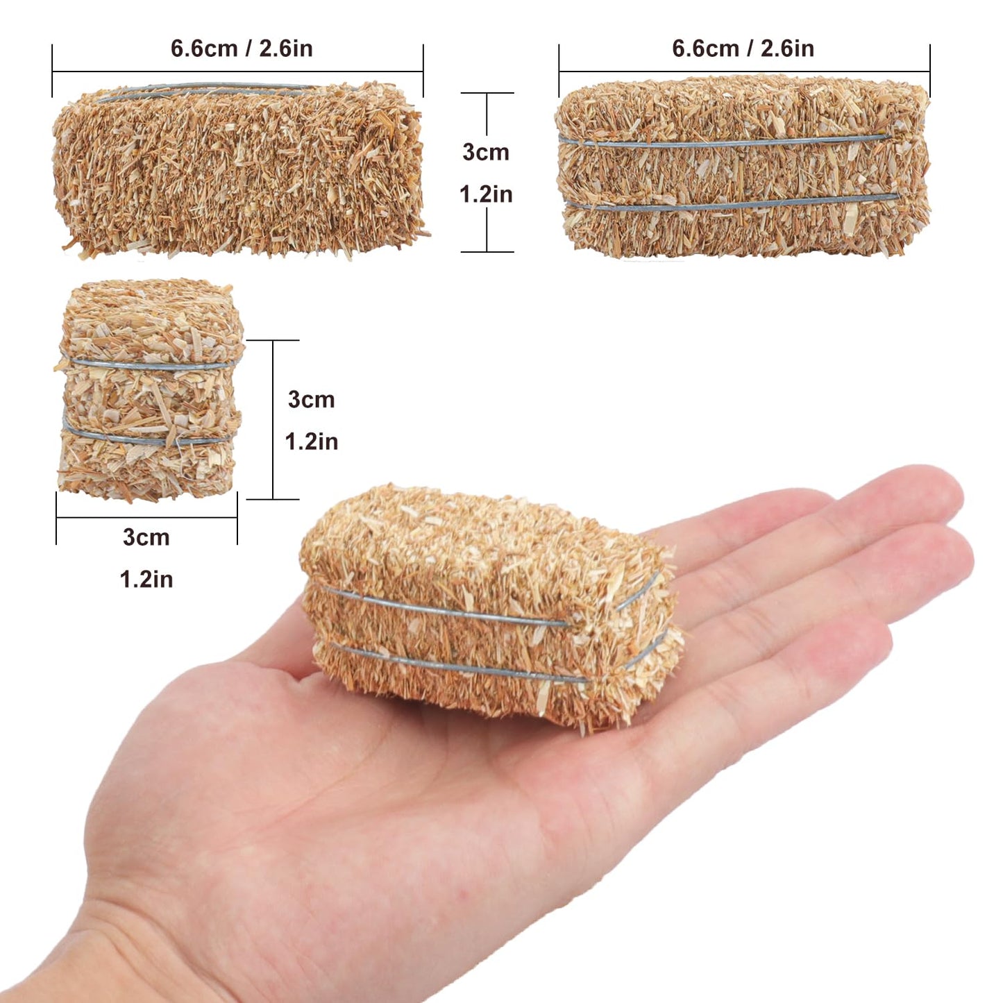 Yiksonyo 12 PCS Mini Decorative Hay Bales & 12 PCS Twisted Hemp Rope, Perfect for Table Centerpieces, Fall & Halloween Crafts, and Rustic Decor