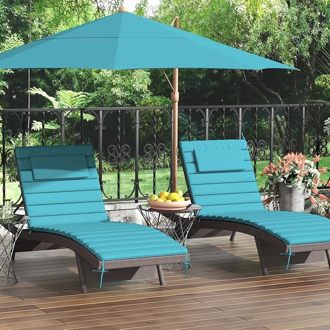 Sundale Outdoor Olefin Quilted Lounge Cushion Set of 4, Patio Foldable Chaise