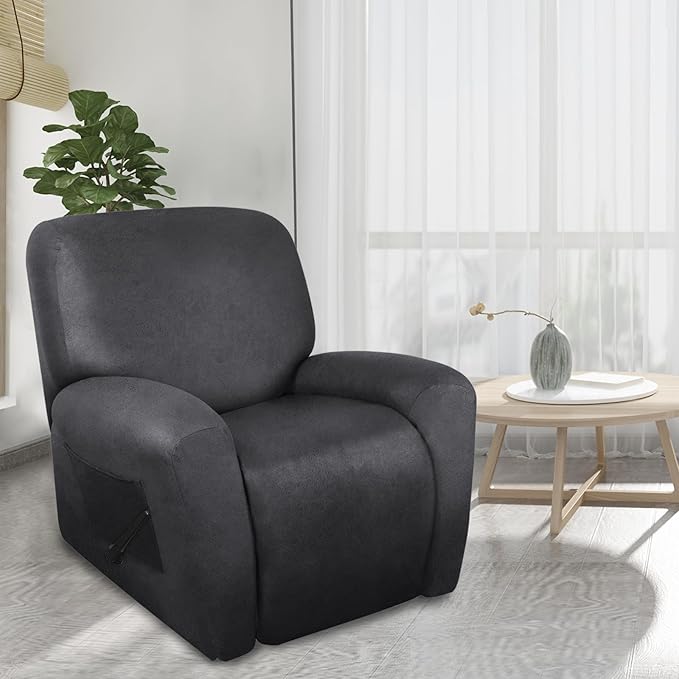 ANARACHON Leather Look Recliner Chair Covers Stay in Place 4-Piece Recliner