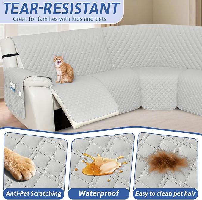 Arfntevss Recliner Sectional Couch Covers 1OO% Waterproof L Shape Sofa Cover