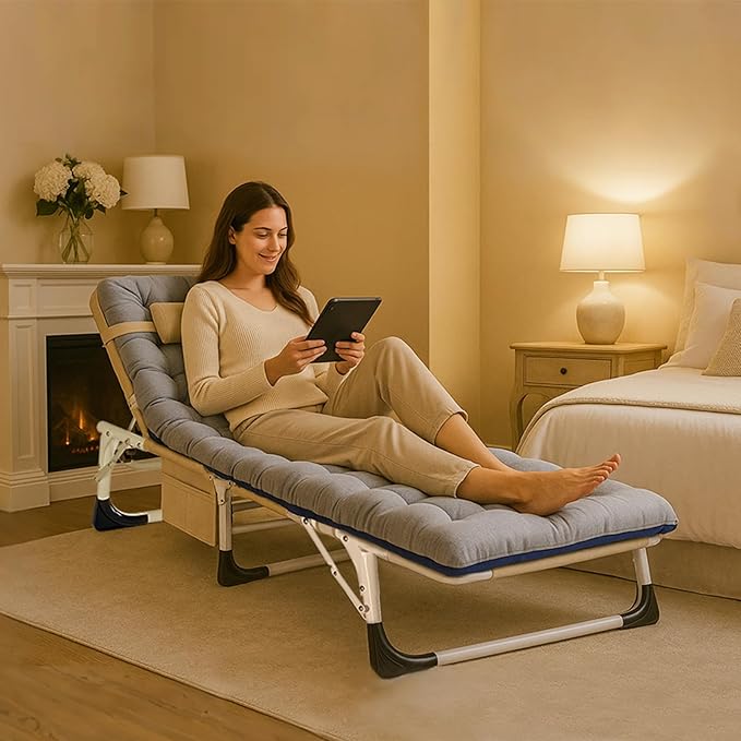 ABORON Heavy Duty Tanning Chair, Outdoor 5-Position Folding Chaise Lounge Chair