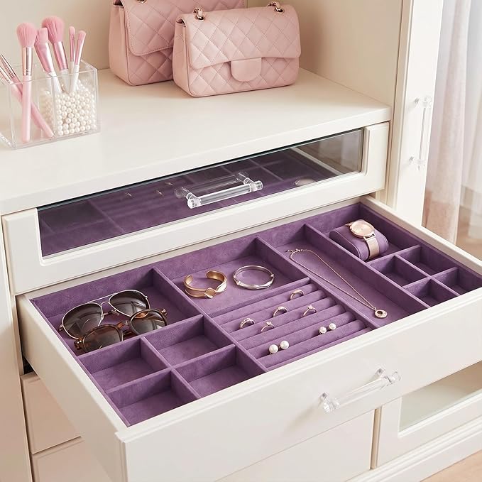 VEELIKE Lavender Purple Velvet Drawer Liner Self Adhesive Velvet Contact Paper