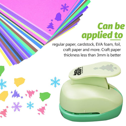 UCEC Hole Punch 1 Inch Craft Christmas Snowflakes Bells Shapes 30 Pieces Hole Puncher for Crafts Set with Craft Paper Cardstock, Mix Shape Designs Hole Puncher for Kids for Crafting Scrapbooking