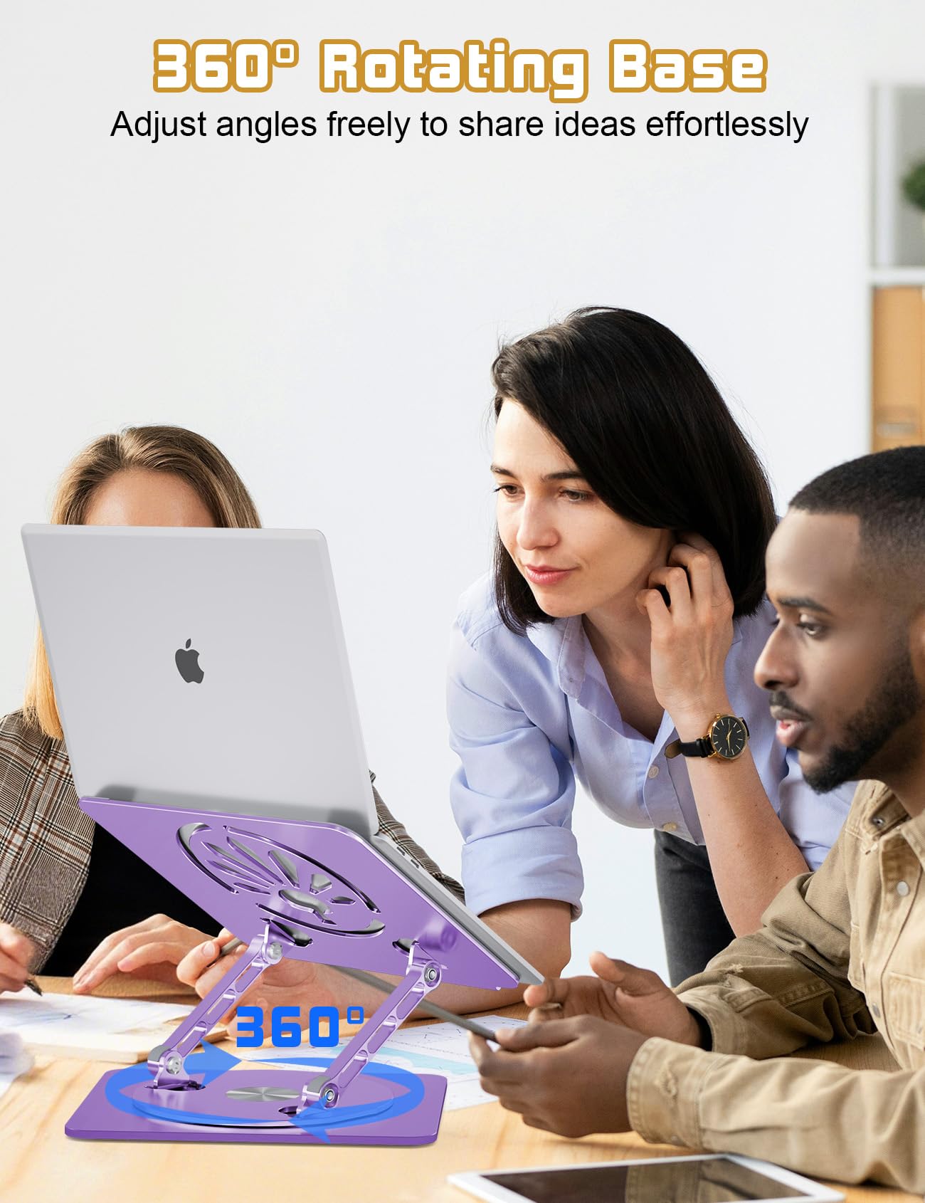 Axbima Adjustable Laptop Stand for Desk-360° Rotating Foldable Laptop Holder Ergonomic Laptop Riser for MacBook Pro/Air Dell HP Lenovo Notebook up to 16",Purple