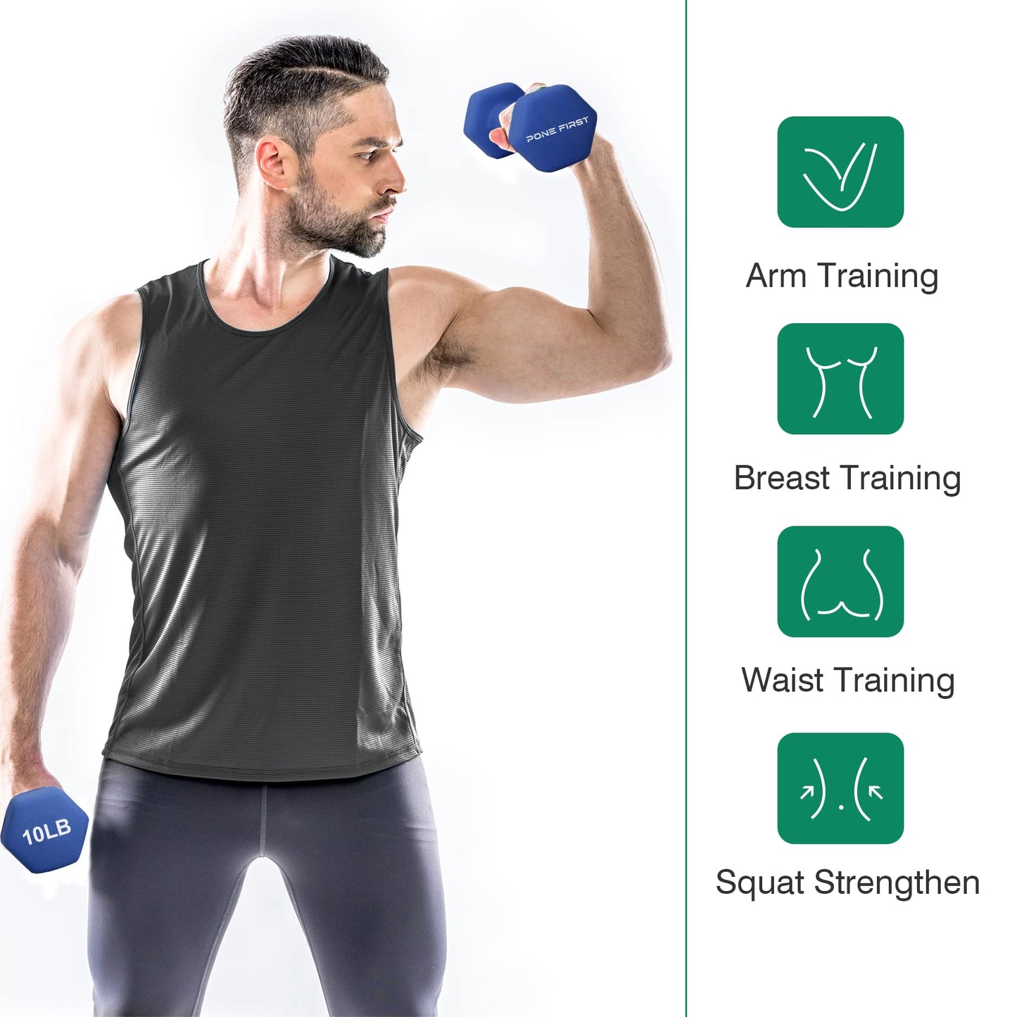 Dumbbell Hand Weight Pairs – Neoprene Dumbbell Exercise & Fitness For Home Gym Equipment and Adjustable Dumbbell Sets–Non-Slip, Color Coded Hex Shaped Free Weights For Women,Men 2LB 3LB 5LB 8LB 10LB Pounds