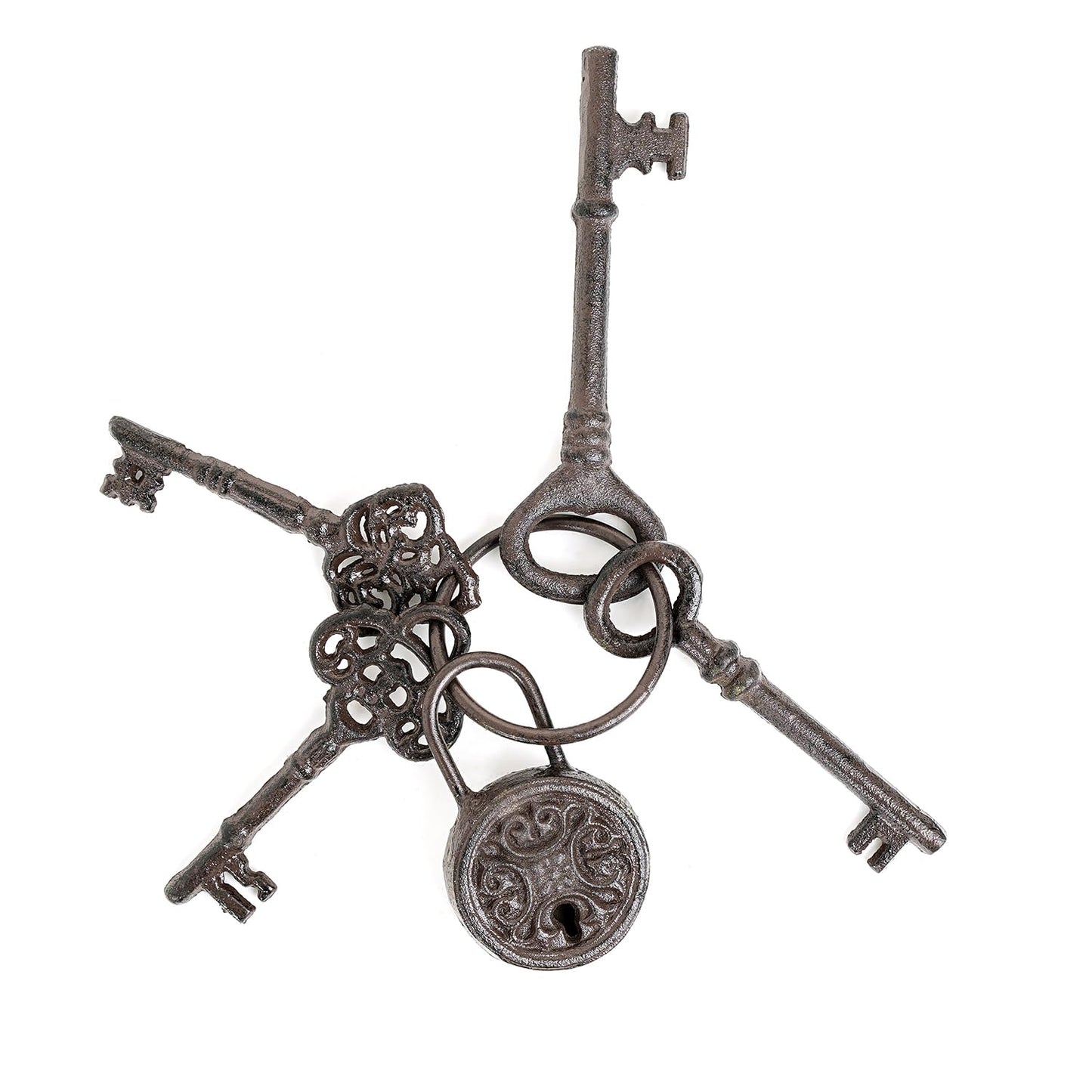 Sungmor Cast Iron Skeleton Keys - Antique Style Keyring Props, Pirate Treasure, Halloween Decor for Home Garden
