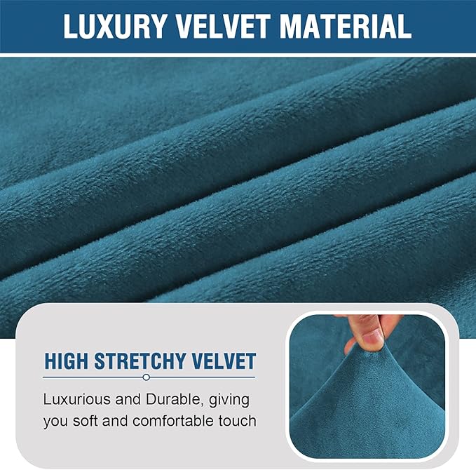 H.VERSAILTEX Armless Accent Chair Covers Thick Velvet Armless Chair Slipcovers