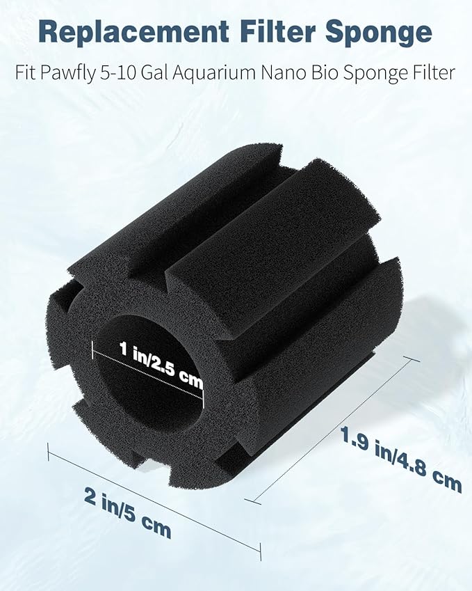 Pawfly 6 Pack Replacement Filter Sponges Aquarium Nano Bio Sponge Filter, Aquarium Filter Sponges Black Bio Foam for Fish Tank, Water Filtration Fish Tank Filter Accessories