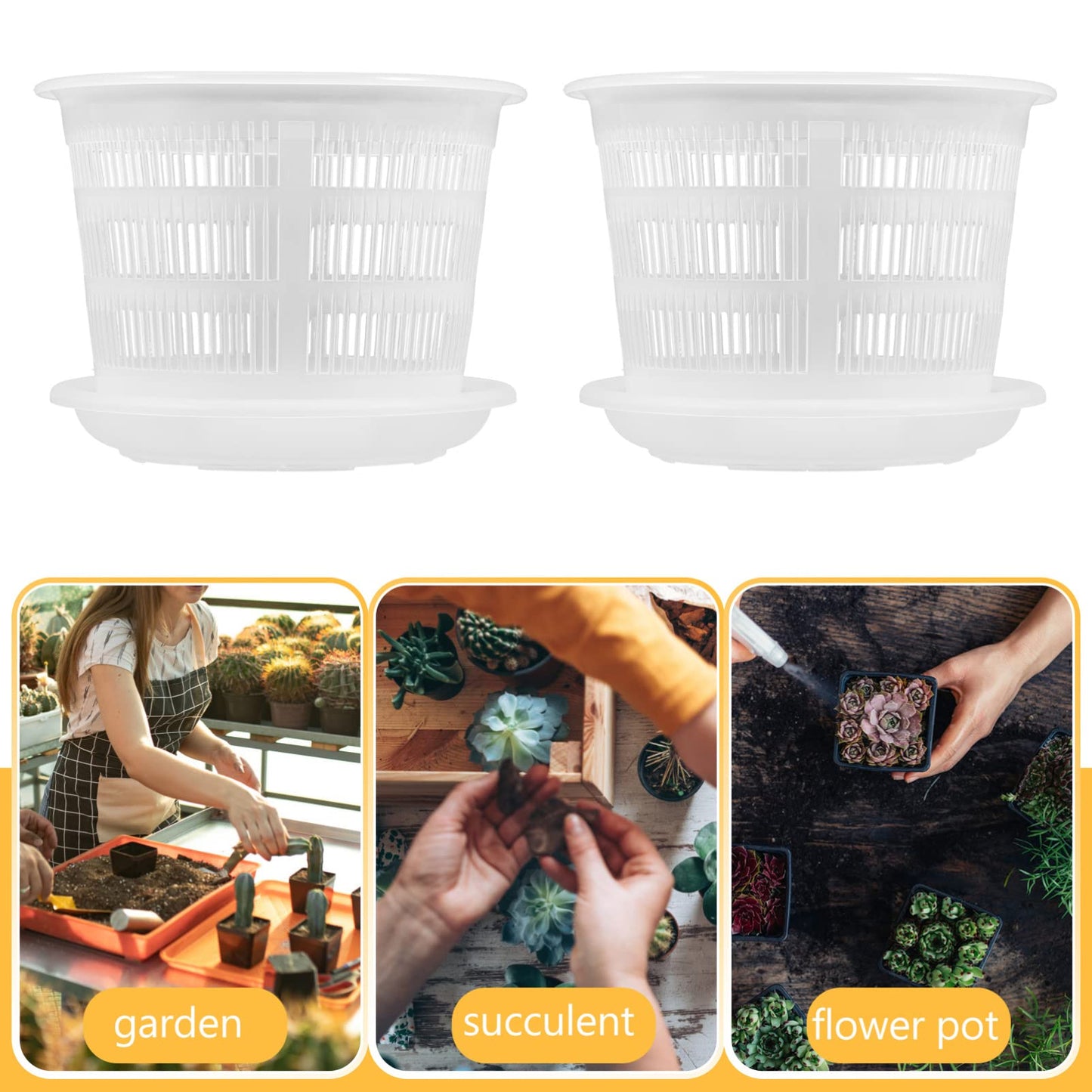GANAZONO 4Pcs Plastic Orchid Pots with Drainage Holes 6.5 Inch Clear Succulent Nursery Planting Pots for Indoor Garden Balcony Decor